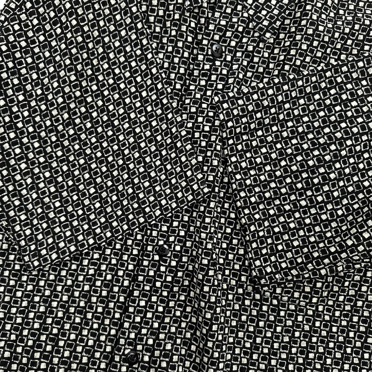 PAGELO パジェロ 総柄 半袖 シャツ Mサイズ/ホワイト×ブラック/メンズ アンジェロ_画像3