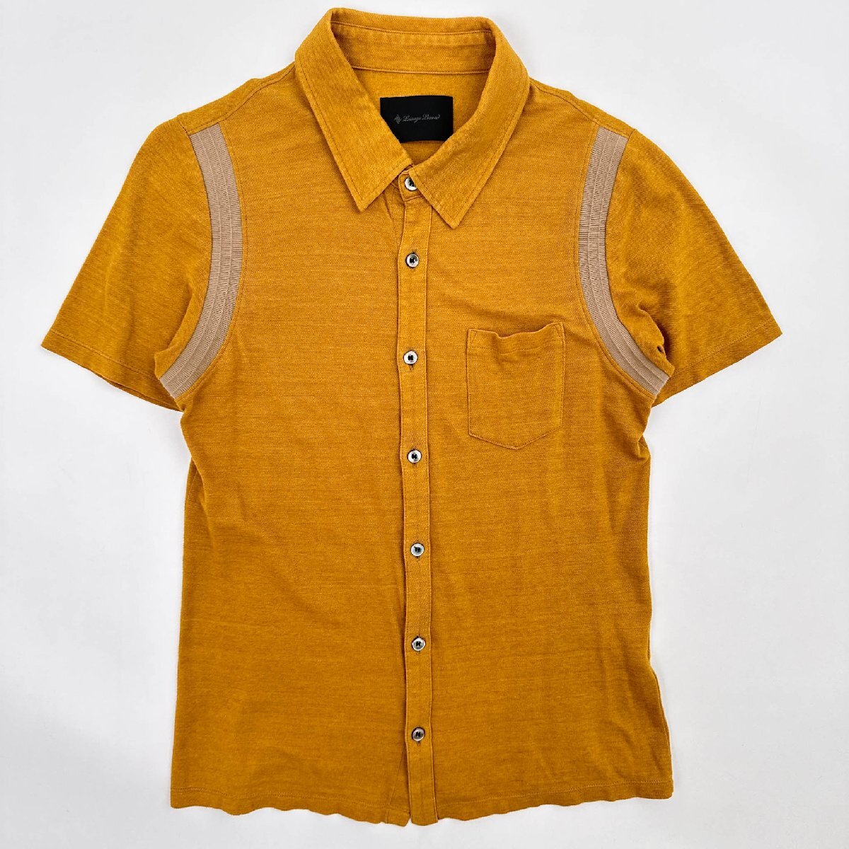 LOUNGE LIZARD ラウンジリザード ボーリングシャツ風 半袖 コットン シャツ サイズ 2 /マスタード イエロー 日本製_画像2