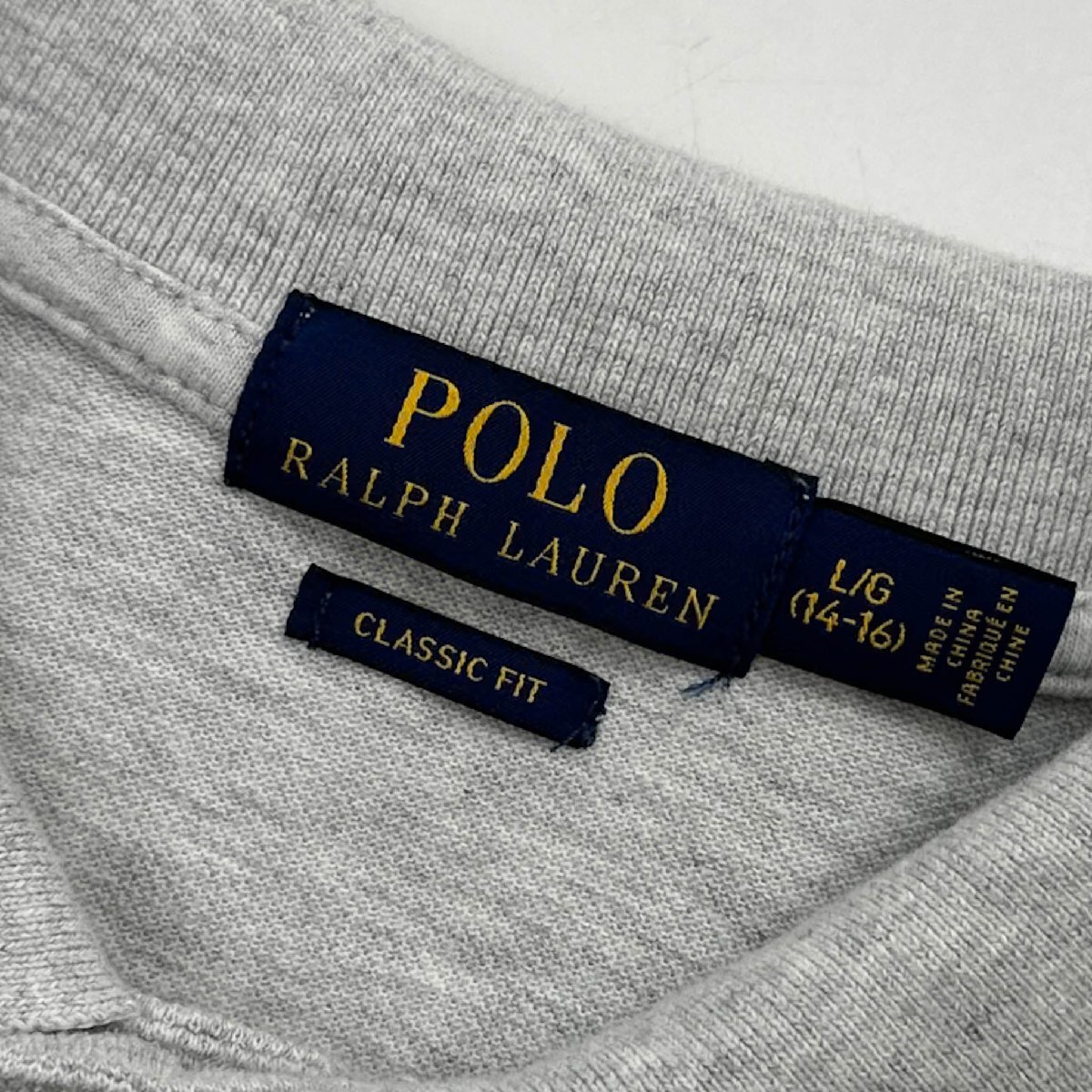 Polo Ralph Lauren ポロ ラルフローレン ビッグポニー刺繍 ナンバリング 鹿の子 コットン 半袖 ポロシャツ L/G(14-16) /杢/ライトグレー_画像4