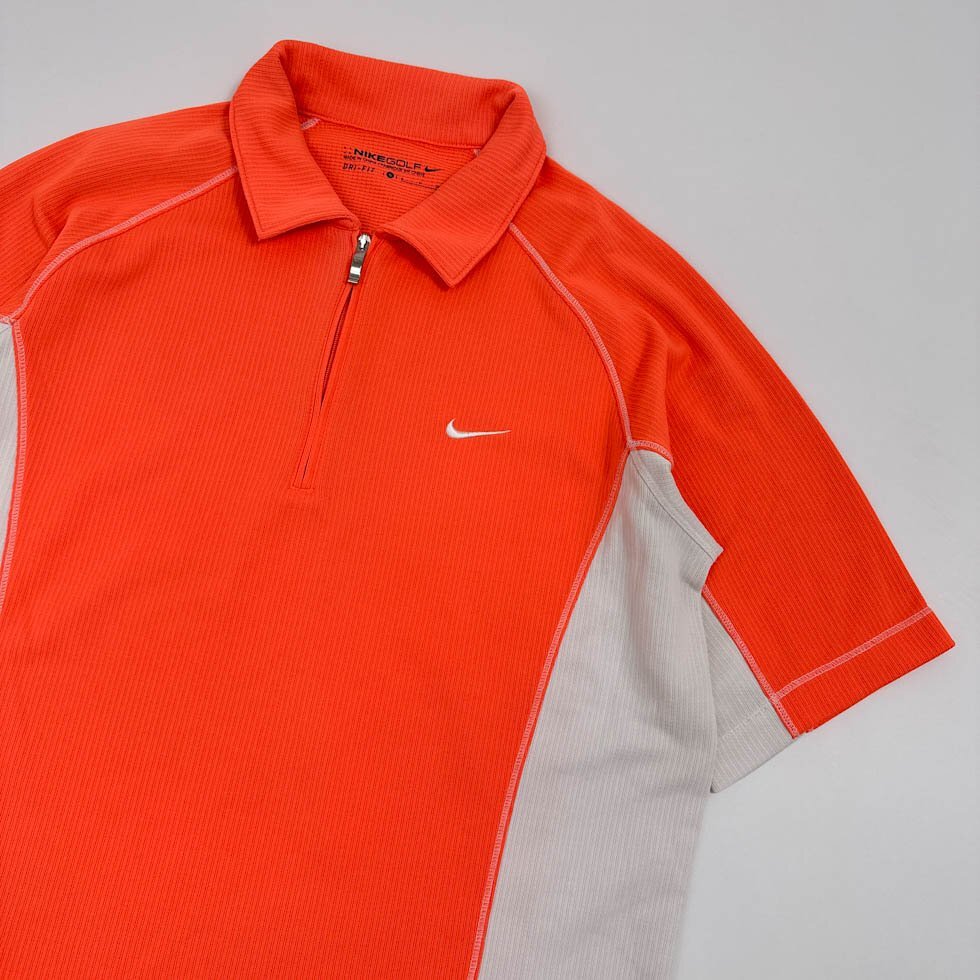 ◆NIKE GOLF ナイキ ゴルフ ロゴ刺繍 ドライ 半袖 ポロシャツ サイズ S/メンズ/スポーツ/オレンジ_画像2