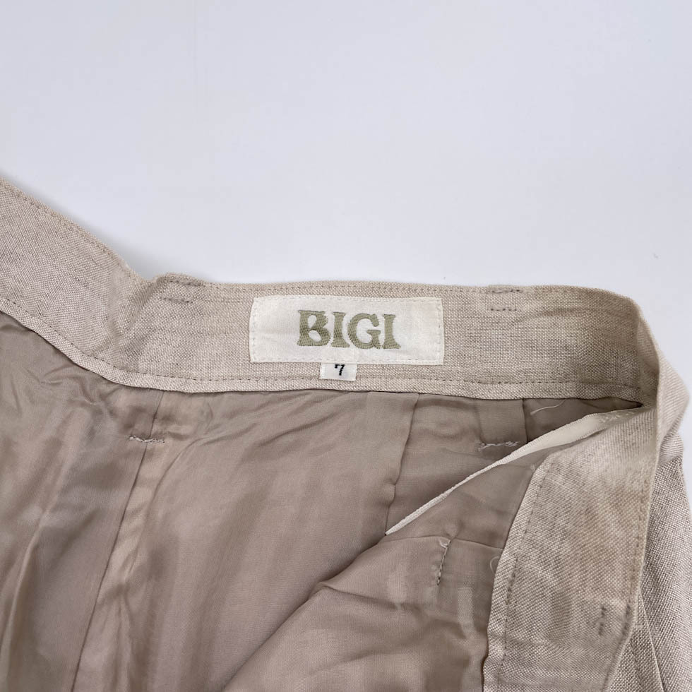 VINTAGE ヴィンテージ BIGI ビギ リネン混 タック入り テーパードパンツ スラックス パンツ サイズ 7_画像6