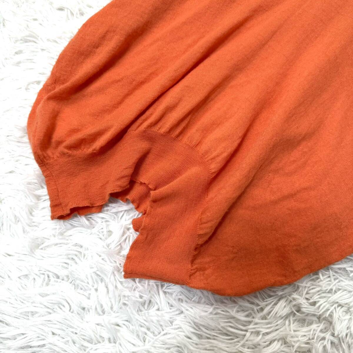  Prada PRADA wool short sleeves knitted T-shirt sweater orange L size 