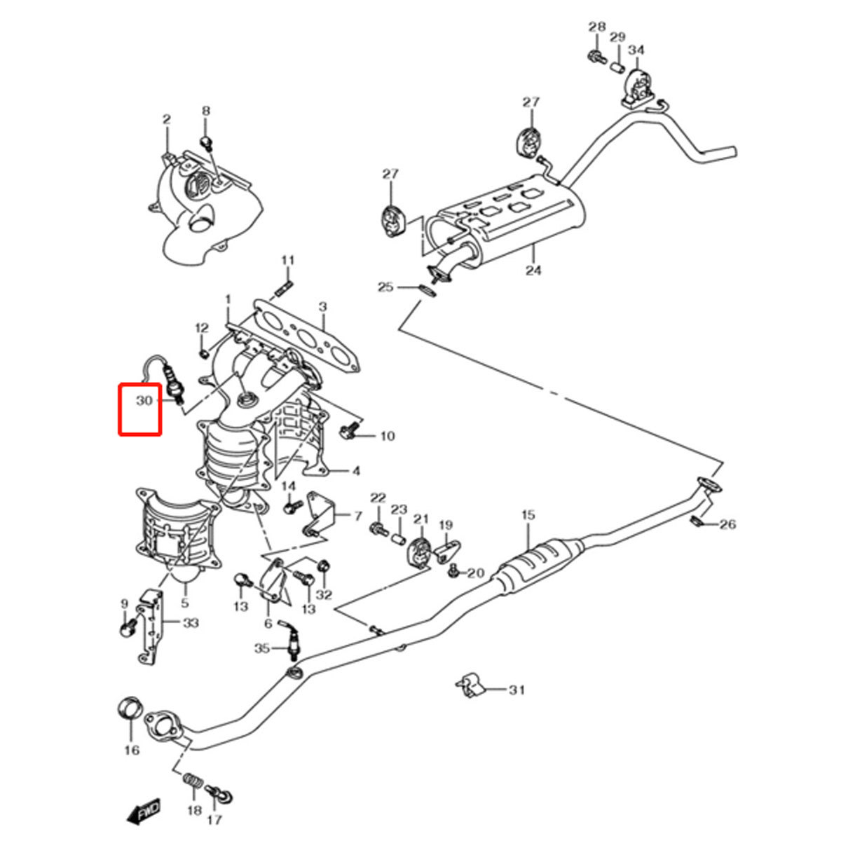 4ヶ月保証 当日発送 OS002 O2センサー 日産 ピノ HC24S / モコ MG21S フロント側 前側 エキマニ K6A ノンターボ車 22690-4A0A0 22740-4A00B