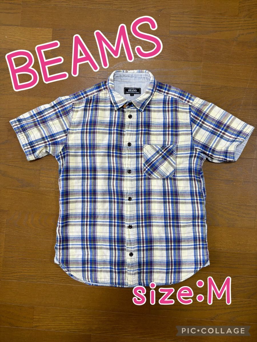 BEAMS 半袖チェックシャツ M