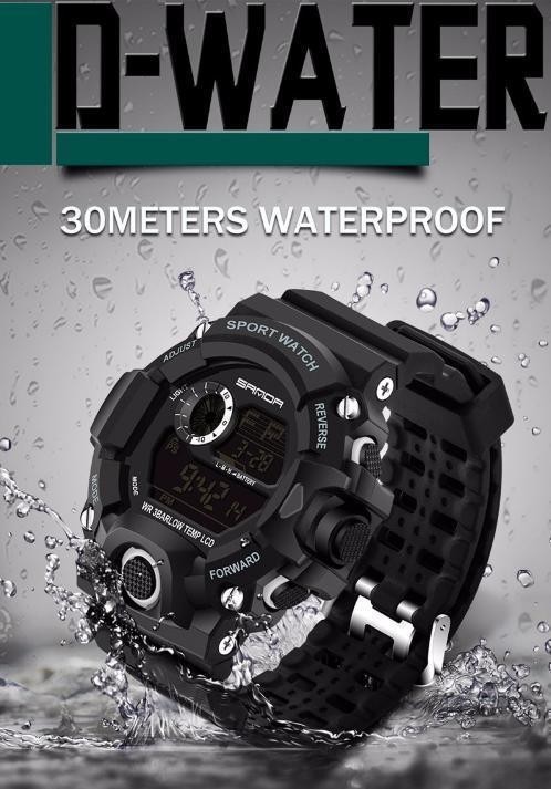 SQ006:デジタル腕時計 メンズウォッチ Gshock型 アウトドア バックライト スポーツ カジュアル 防水 耐衝撃 ブラ|a_画像5