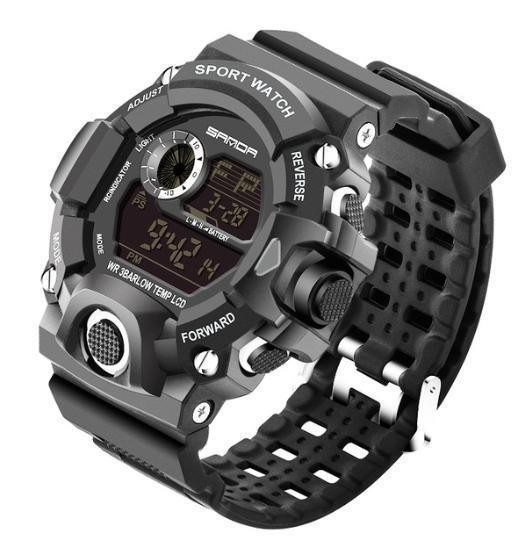 SQ006:デジタル腕時計 メンズウォッチ Gshock型 アウトドア バックライト スポーツ カジュアル 防水 耐衝撃 ブラ|a_画像1