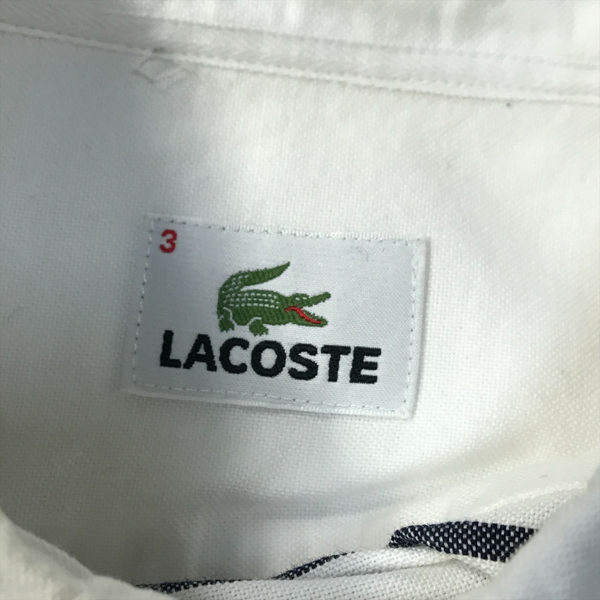 《オススメ◎》LACOSTE ラコステ★ワンポイント*ボーダーデザイン*ボタンダウンシャツ*ホワイト/グレー*サイズ3(MA6446)◆S60_画像6