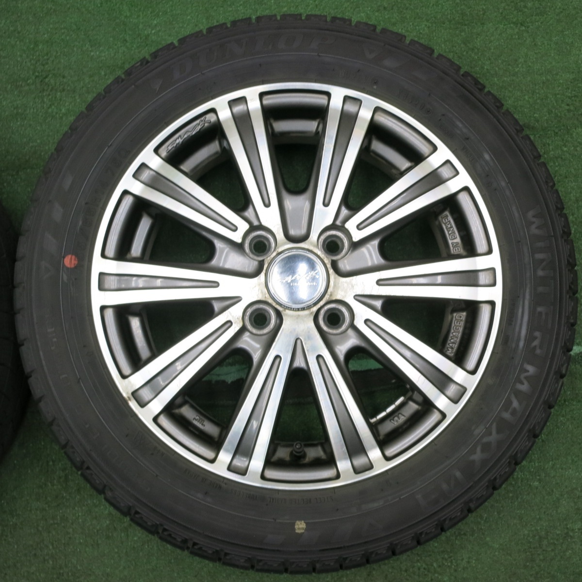 *送料無料* バリ溝 20年 8.5分★スタッドレス 155/65R14 ダンロップ ウインターマックス03 SMACK ENKEI エンケイ PCD100/4H★4051006NJス_画像5