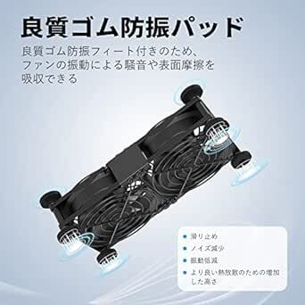 ELUTENG USBファン 8cm 2連 冷却ファン 緩衝パッド付き 静音 扇風機 横置き可 3段階風量調節 PCファン 強_画像3