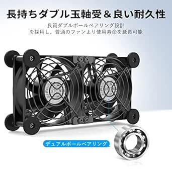 ELUTENG USBファン 8cm 2連 冷却ファン 緩衝パッド付き 静音 扇風機 横置き可 3段階風量調節 PCファン 強_画像5