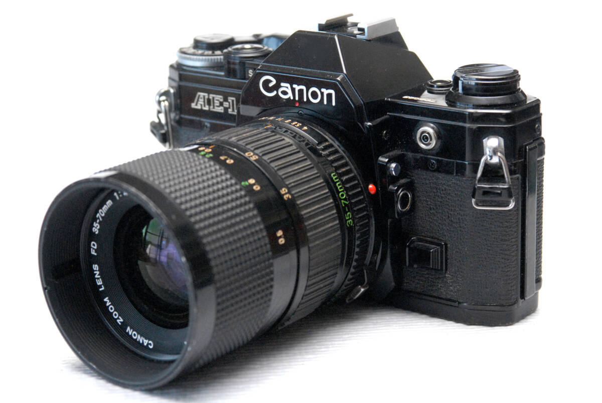 Canon キャノン 昔の高級一眼レフカメラ AE-1ボディ + 純正35-70mm高級レンズ付 希少品 ジャンクの画像2