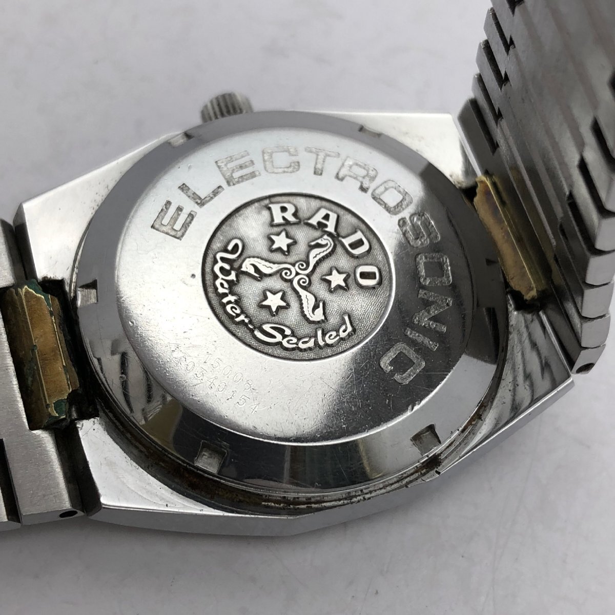 1 иен ~/RADO/ Rado /ELECTROSONIC/ электро Sonic /15008/ 3 стрелки / Date / серебряный циферблат / серебряный цвет / мужские наручные часы / Junk /T219