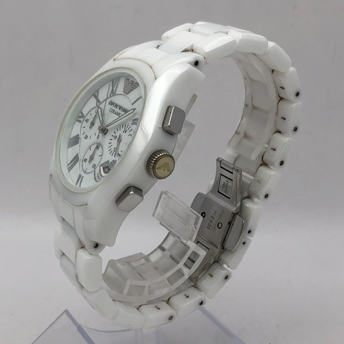 EMPORIO ARMANI/ Emporio Armani /CERAMICA/AR-1403/ хронограф / Date / белый цвет / мужские наручные часы / кварц / Junk /T061