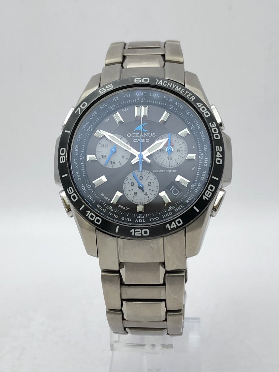 1 jpy ~/CASIO/ Casio /OCEANUS/ Oceanus /OCW-600/ chronograph / Date / titanium / Tough Solar / men's wristwatch / operation goods / Junk /T082