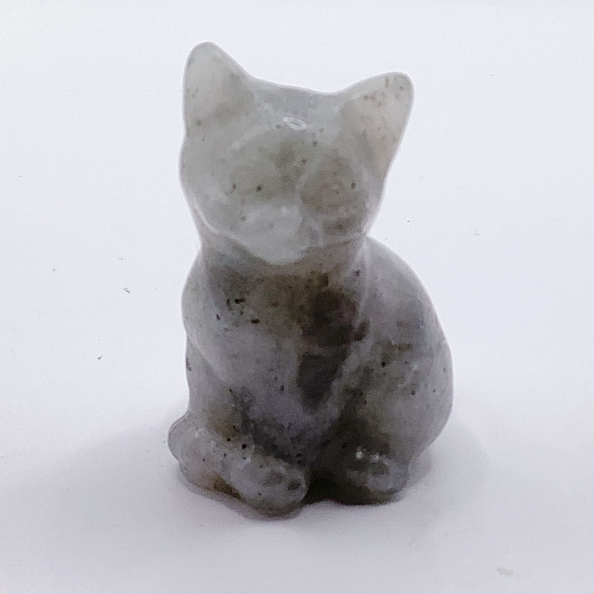 ラブラドライト ネコ ネコの置物 猫 天然石 パワーストーン 猫好き プレゼント