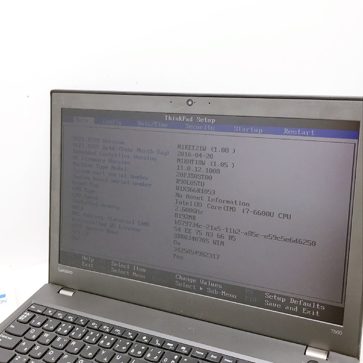 Lenovo Thinkpad T560 Core i7 6600U 2.6GHz 8GB 500GBGB 15.6 ジャンク扱い ノートパソコン H12399の画像6