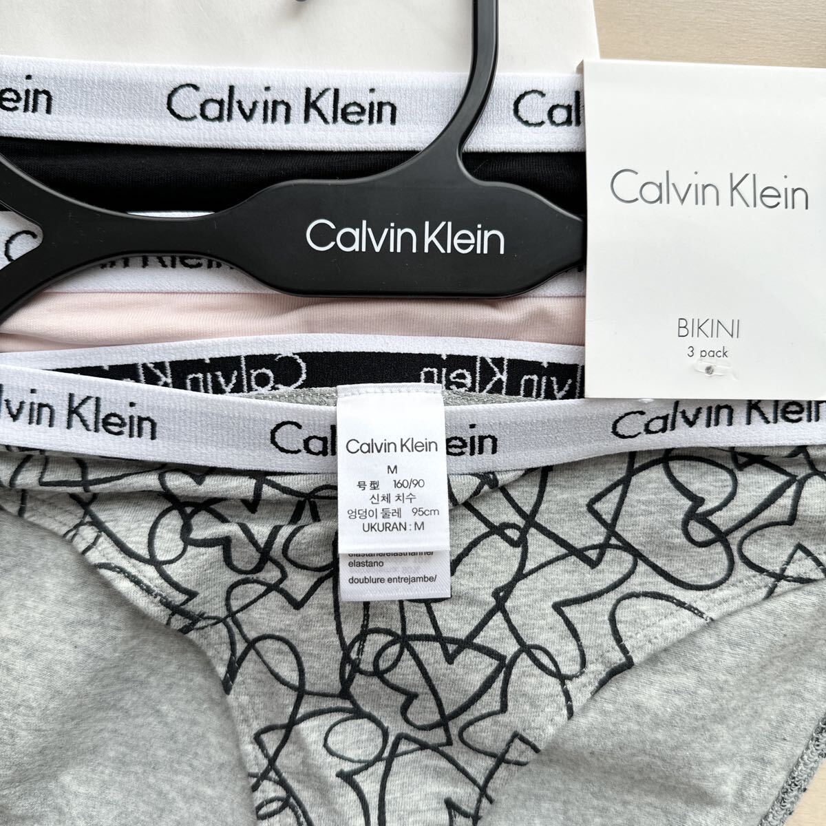 Calvin Klein カルバンクライン レディース 下着 セット ショーツ M L ブラック グレー ハート ピンク 黒 コットン パンツ ウェストロゴ_画像7