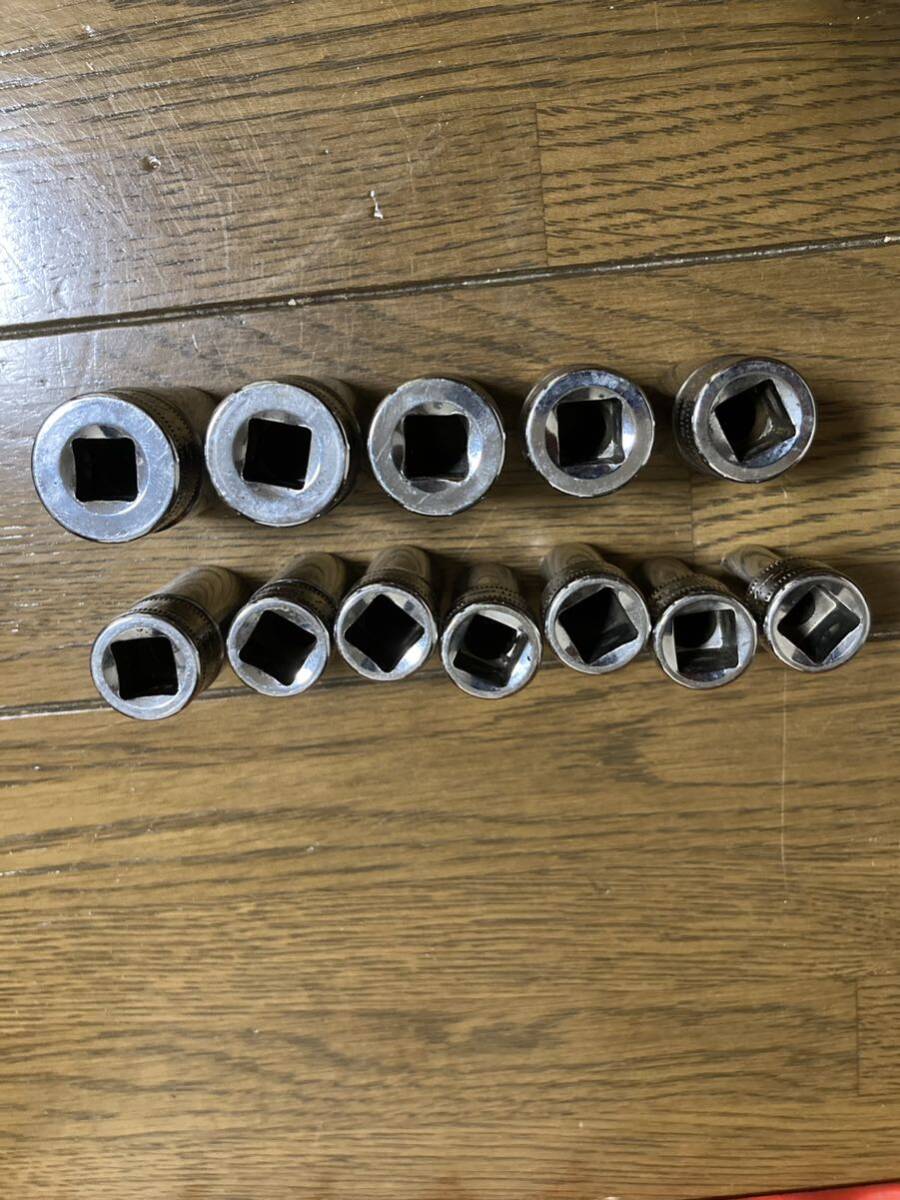 スナップオン snap-on セミディープソケット セット 8mm～19mm FSMS8～FSMS19 差込3/8 (9.5mm) 12個 6角 ソケット セミディープ _画像3