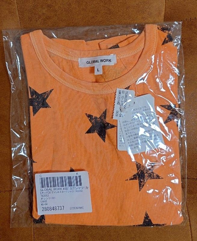 global work キッズ　tシャツ ピグメントスター　オレンジ　星　120cm