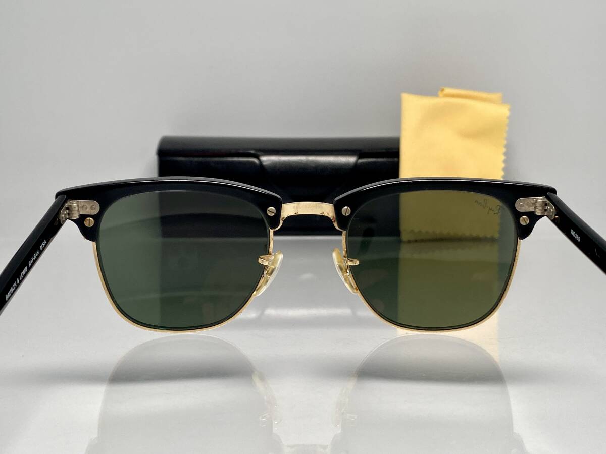 ケース付★B&L RAY-BANボシュロムレイバン CLUBMASTERクラブマスターW0365 黒ブラック×Goldゴールド/G-15 VINTAGEサングラス USA製 の画像7