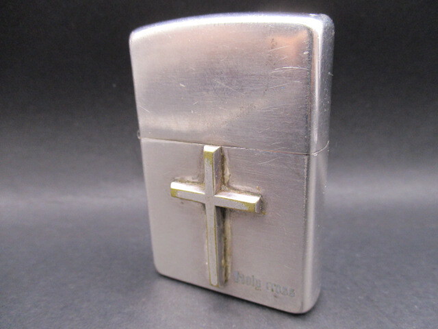 中古ライター13【ZIPPO】 ジッポ holy cross　ホーリークロス　銀メッキ仕上げ　2002年製_擦れ　剥げ　打痕あり