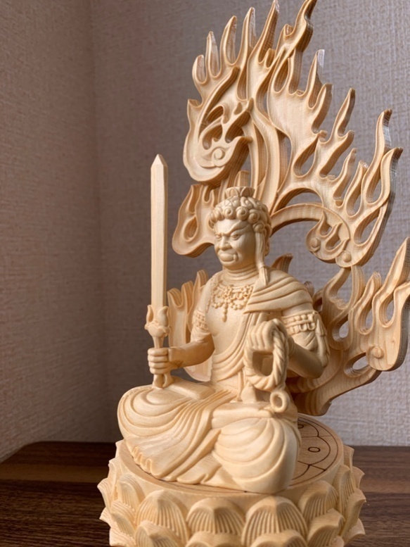  rare new goods * immovable Akira . tree carving Buddhist image immovable Akira . image hinoki cypress tree height approximately 28cm