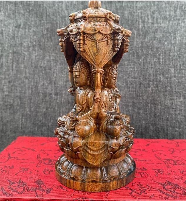 新品★沈香木彫刻西洋三聖仏像人物の置物 高さ12CM_画像4