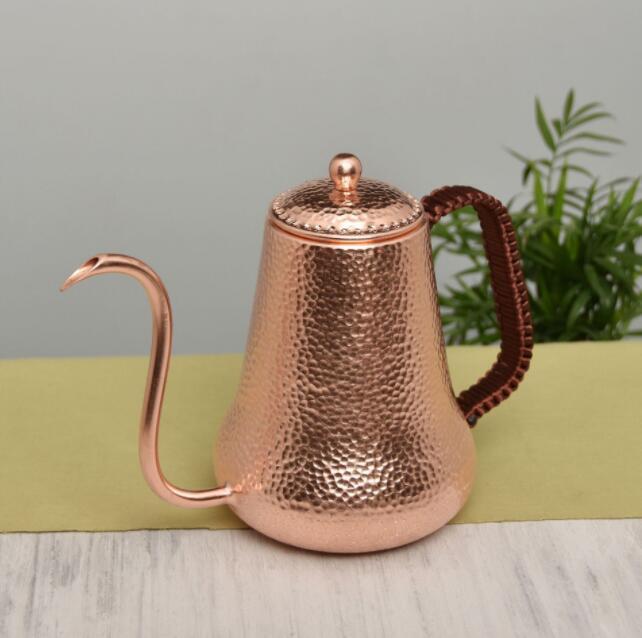高級感満載！純銅 大容量コーヒーポット制コーヒー器具銅イメージ紫銅ハンマー紋コーヒーポット細口ポットコーヒーポット900MLの画像3