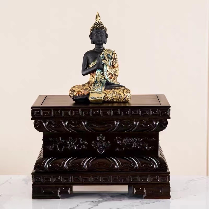 高品質 仏像台　仏教美術 仏台（小）黒 高さ15センチ_画像3