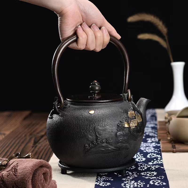 美品☆ 老鉄瓶 提梁壺★新品 茶道具対応 鉄やかん 鉄分補給 鉄びん 未塗装鉄器 _画像5