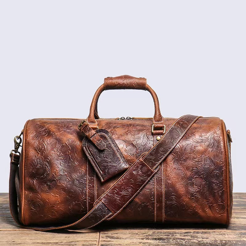  Boston bag original leather men's high capacity travel bag bottom tack attaching leather machine inside bringing in traveling bag independent cow leather travel bag Golf bag 