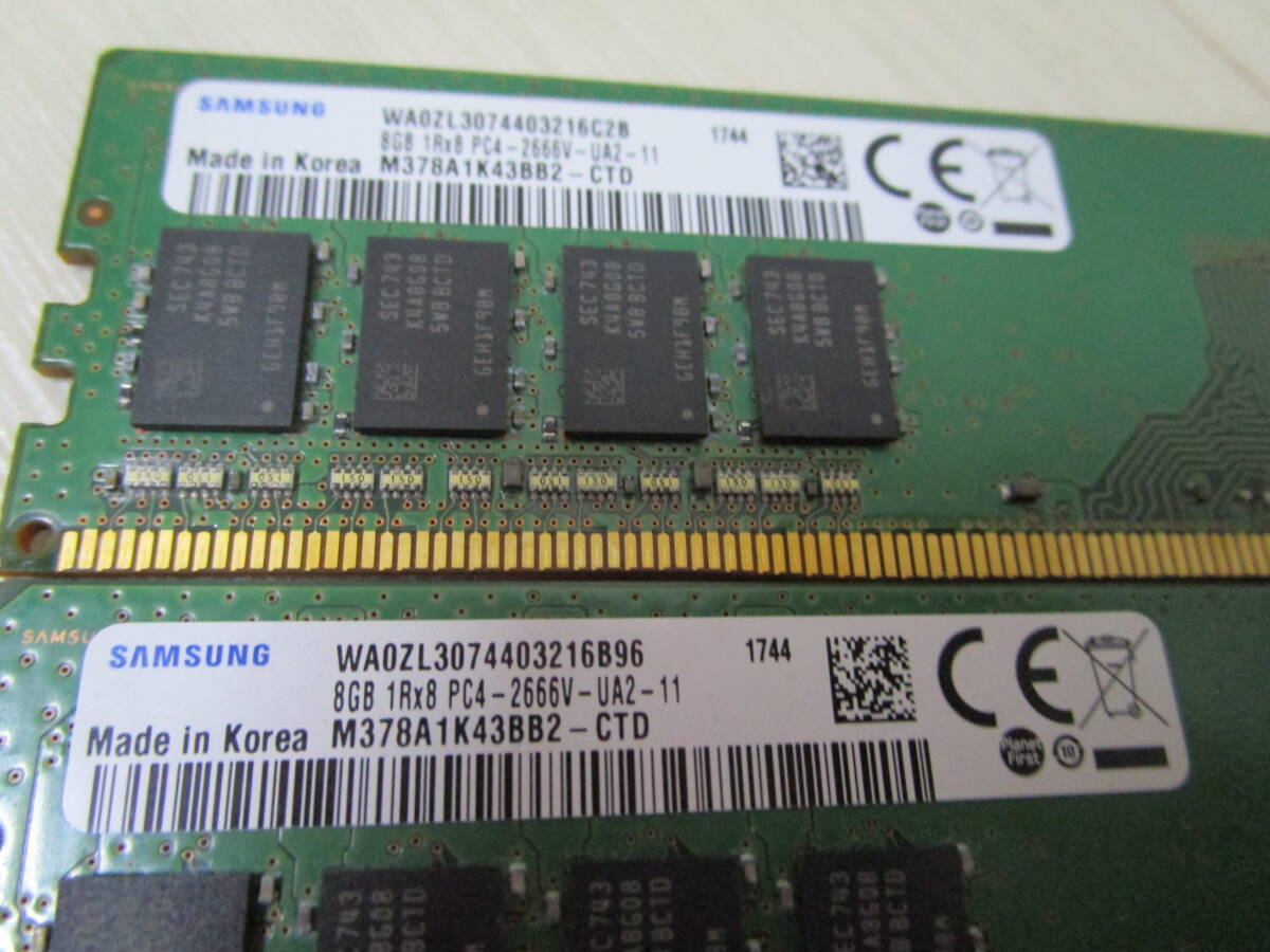 SAMSUNG PC4-2666V-UA2-11 8GB 2枚 16GB DDR4デスクトップ用メモリ_画像2