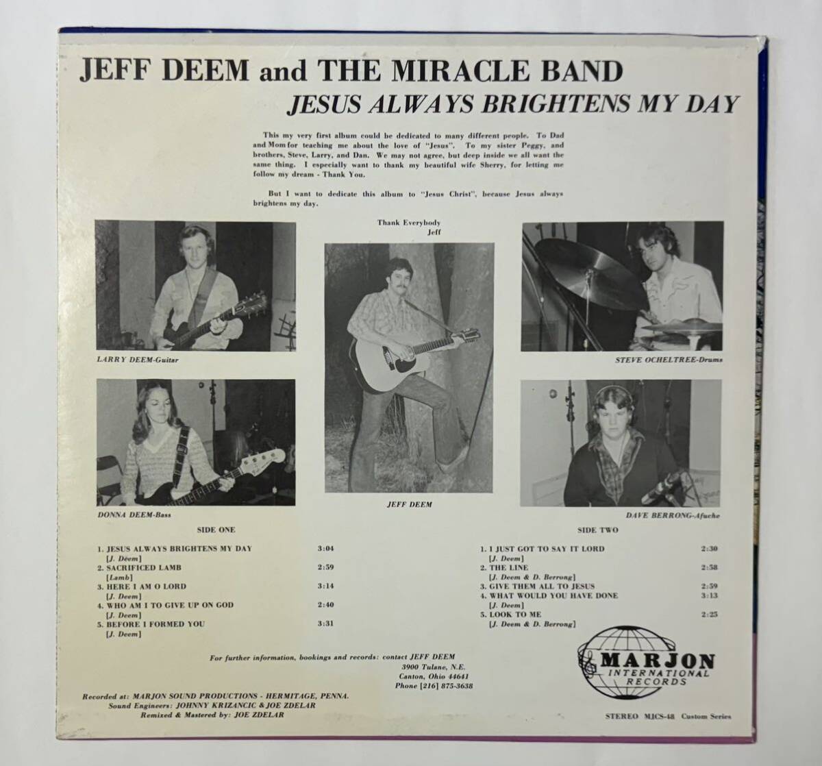 Jeff Deem And The Miracle Band Jesus Always Brightens My Day /フォークサイケ/自主盤/FOLK /ROCK/PSYCH/アシッドフォーク/ACID FOLKの画像2
