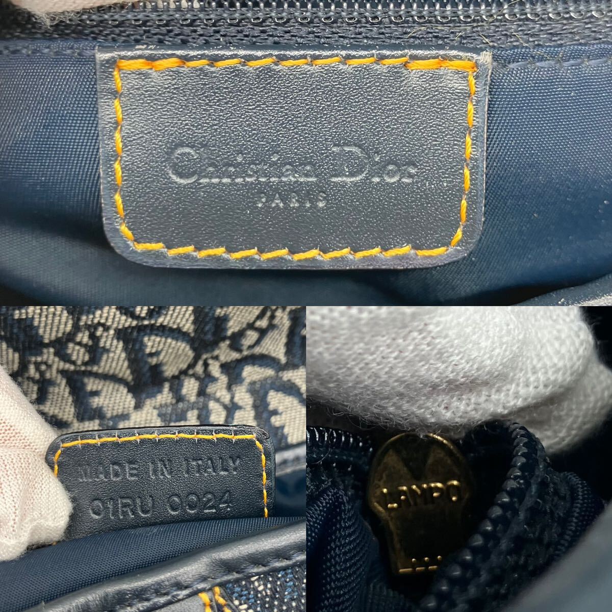 1 иен ~ [ прекрасный товар ] Christian Dior Christian Dior Toro ta- подседельная сумка двойной ручная сумочка сумка на плечо темно-синий 