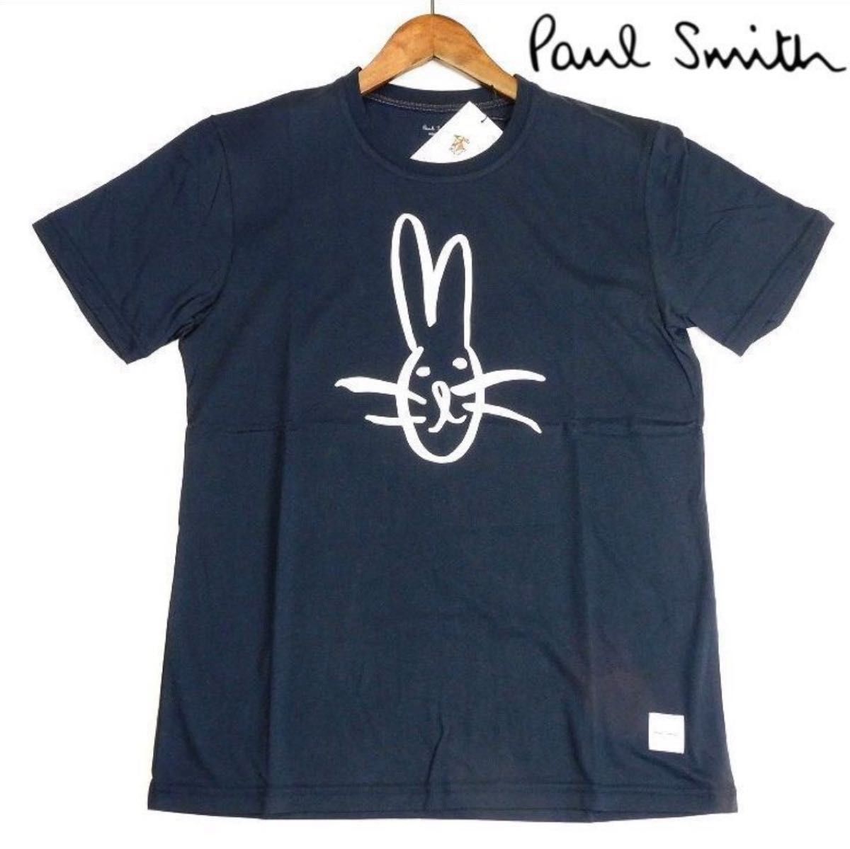 新品 ポールスミス うさぎ　手書き風プリントＴシャツ M 紺 半袖カットソー Paul Smith メンズ