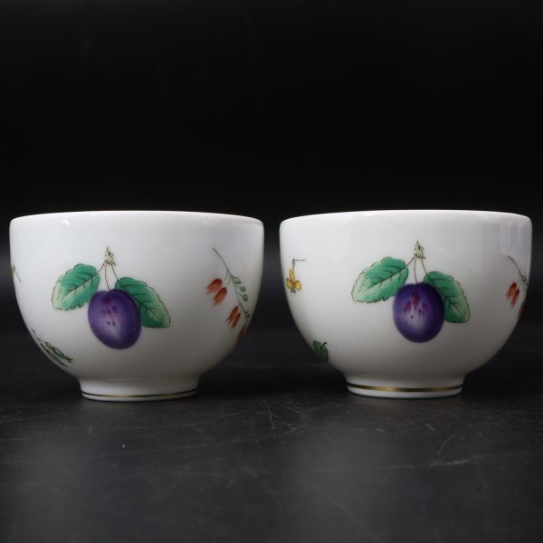 e3909【リチャードジノリ】イタリアンフルーツ　湯呑み　2客　美品　Richard Ginori　茶器_画像2