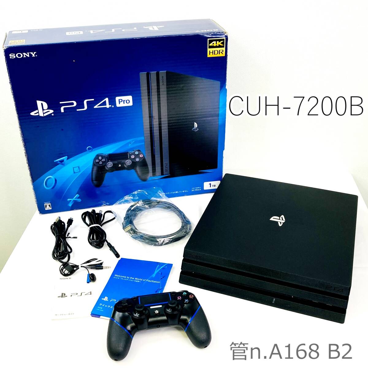 【ジャンク】 SONY ソニー　PS4 Pro　Jet Black　1TB　4K HDR　CUH-7200B BO1　リモコン ケーブル各種付