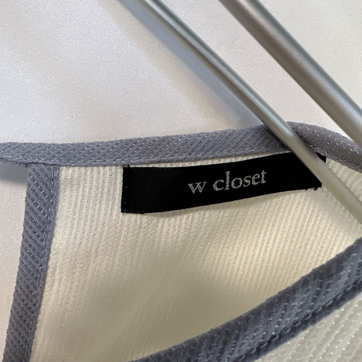 w closet 配色パイピング ブラウス 無地 シャツ バックリボン 4d49