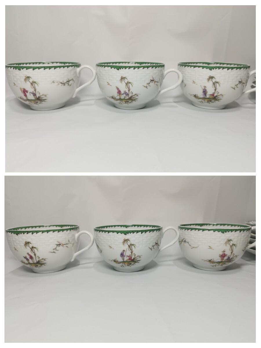 [ beautiful goods ]RAYNAUD LIMOGES/re Inno Limo -ju type on cup & saucer No.1~No.6 number ring pattern different 6 customer box less .
