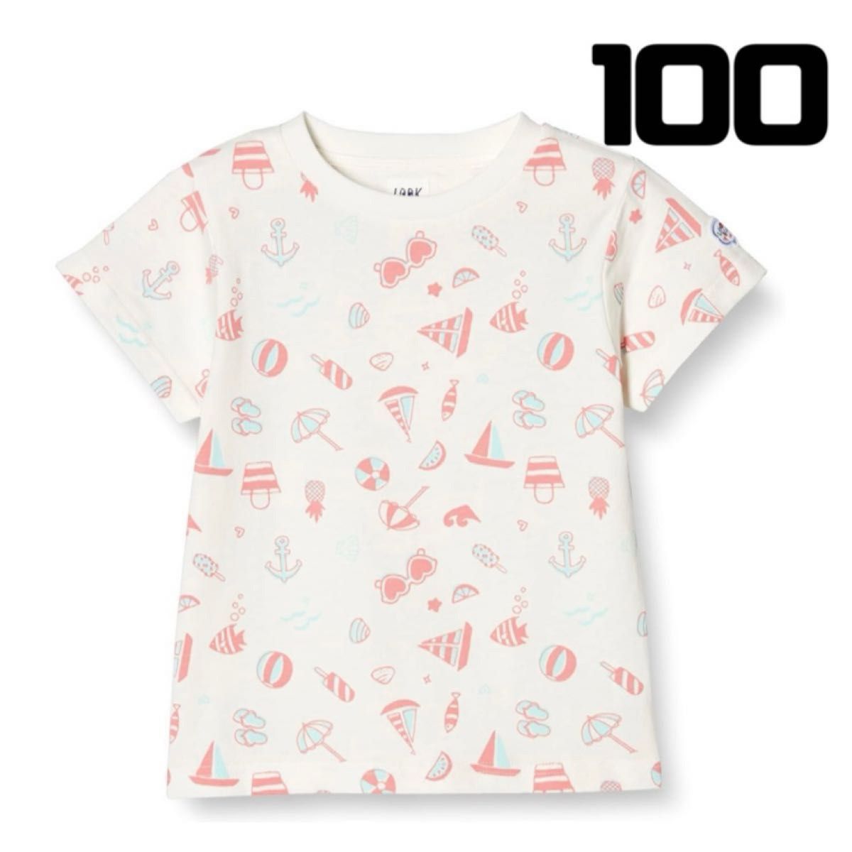 Tシャツ 総柄プリントカットソー ガールズ 100 オフホワイト
