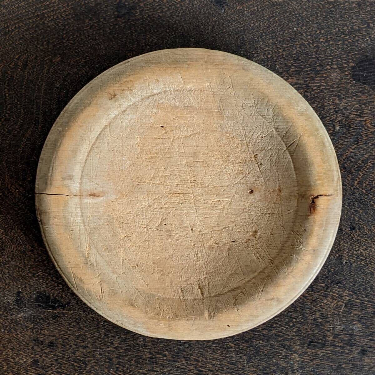 スウェーデン　木皿　リム　プレート　18世紀_画像1
