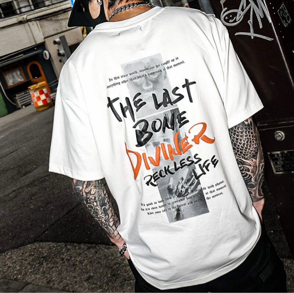 DIVINER　ディバイナー　白　M　Straddled Message Logo TEE　ヘビーウェイト　ビッグシルエット