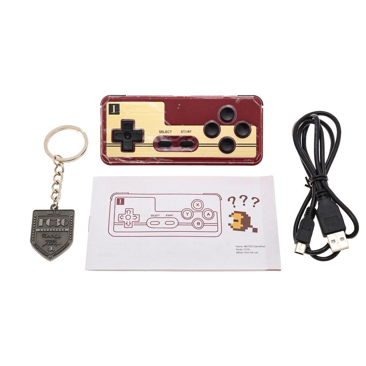 8BITDO GamePad FC30 ファミコン風 Bluetooth コントローラー 日本語取扱説明書・記念キーホルダー付き