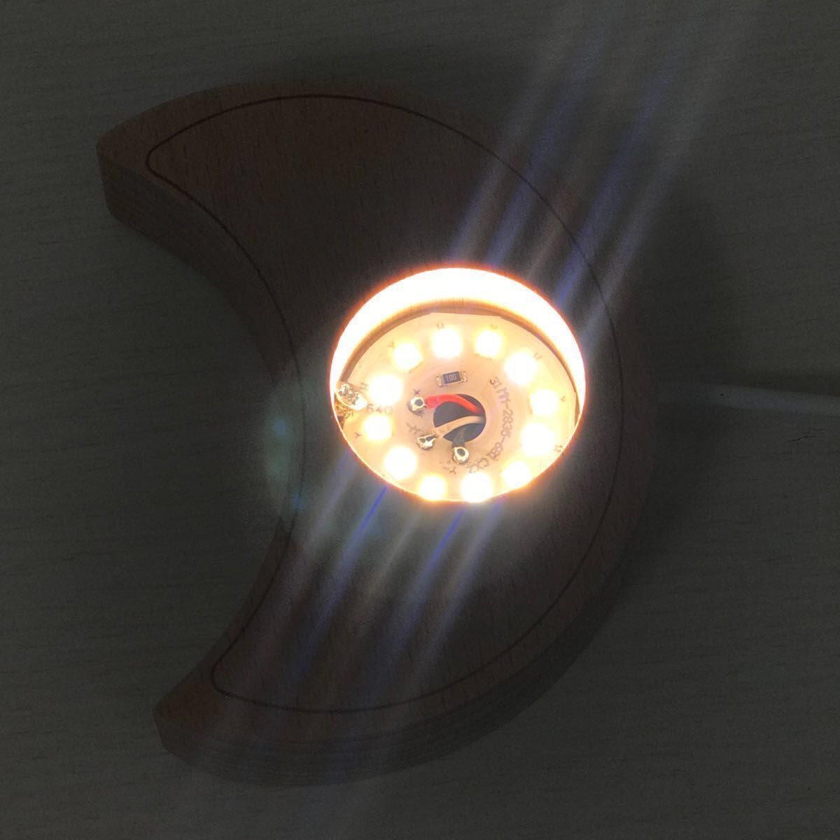 ★天然石用 LED 台座 スフィア 木製 月 ライトアップ 9段階 明るさ 調光機能付き 電球色 昼光色 USBケーブル