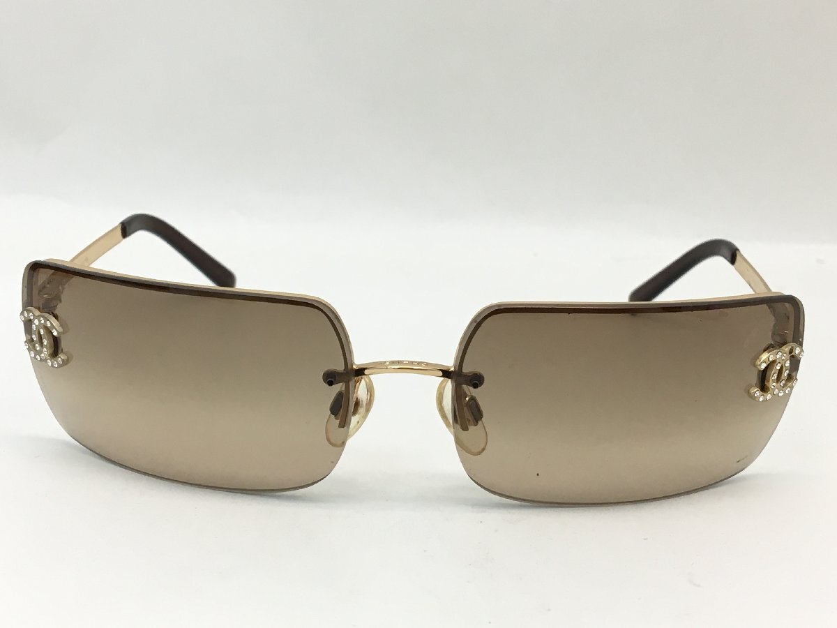 CHANEL Chanel here Mark 4104-B c 125/13 62*15 120 Brown Gold sunglasses used [UW050100]