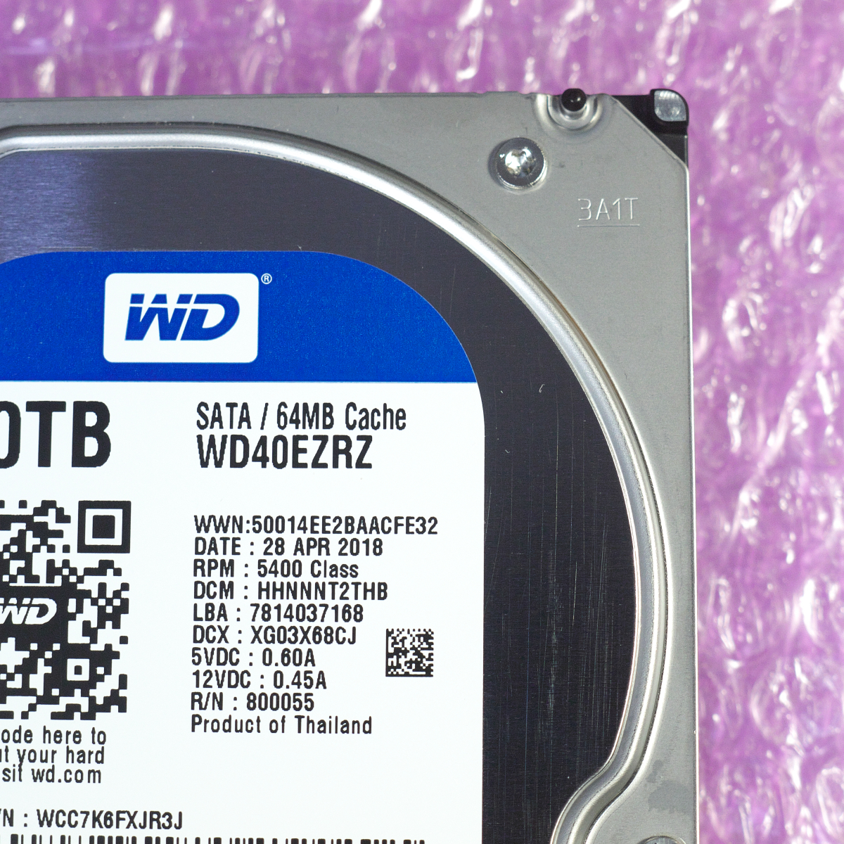 使用397時間 Western Digital WD40EZRZ 4TB 3.5インチ SATA HDD_細かい摺り傷がございます