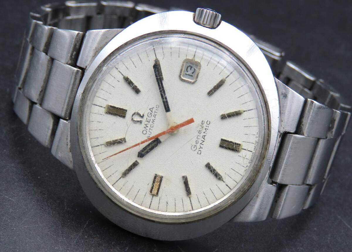 1円 ジャンク品 正規品 OMEGA オメガ ジュネーブ ダイナミック 自動巻き 純正ブレス 1153/138 デイト ヴィンテージ メンズ腕時計 TTKLG5854_画像3