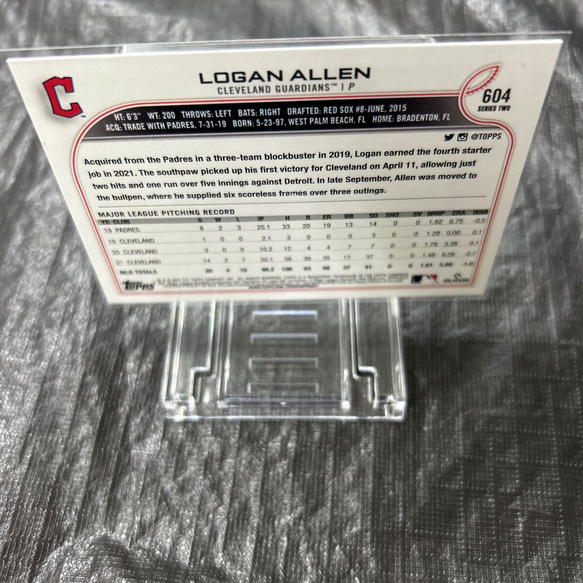 Topps 2022 Logan Allen Cleveland Indians No.604_画像2