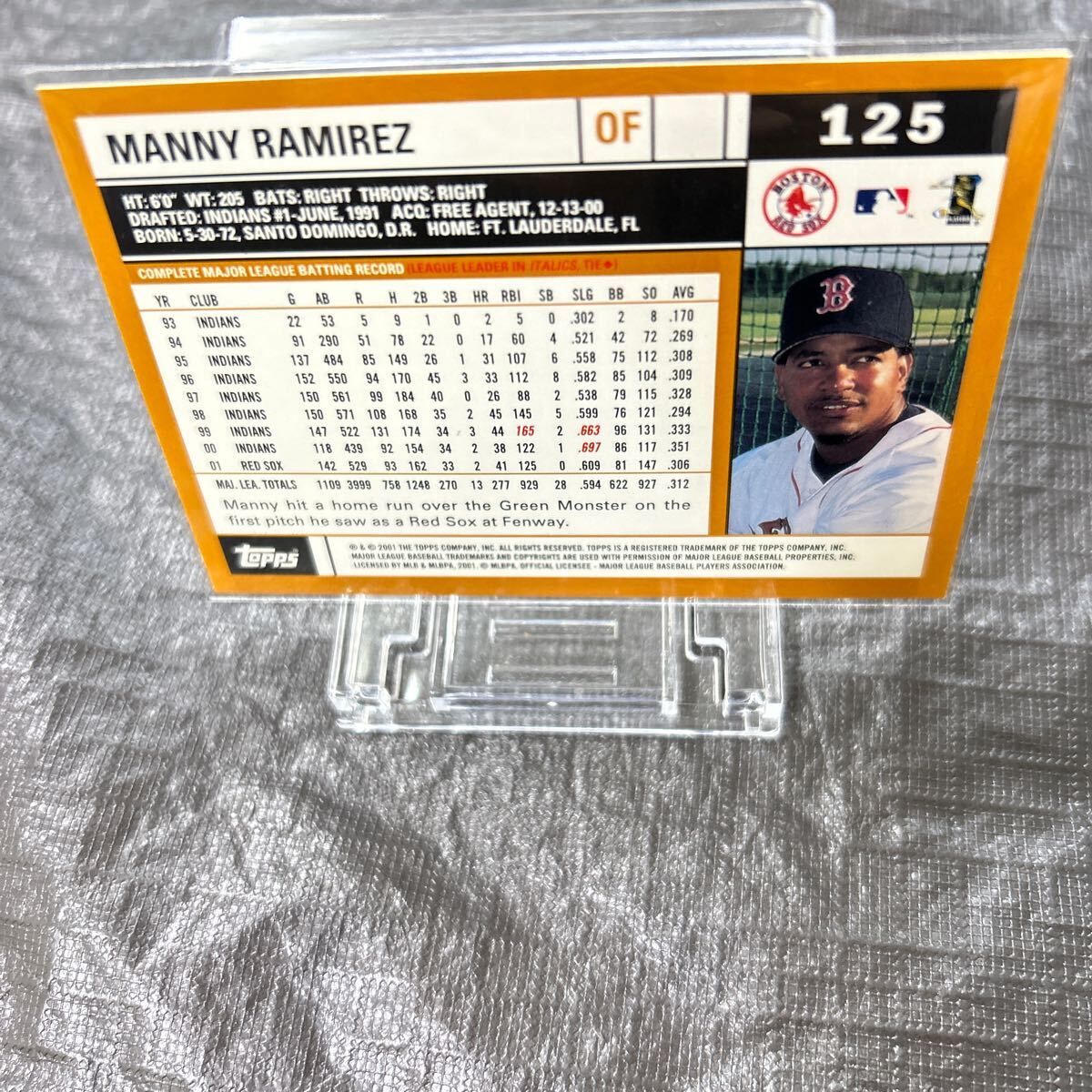 Topps 2002 Manny Ramirez Boston Red Sox No.125_画像2