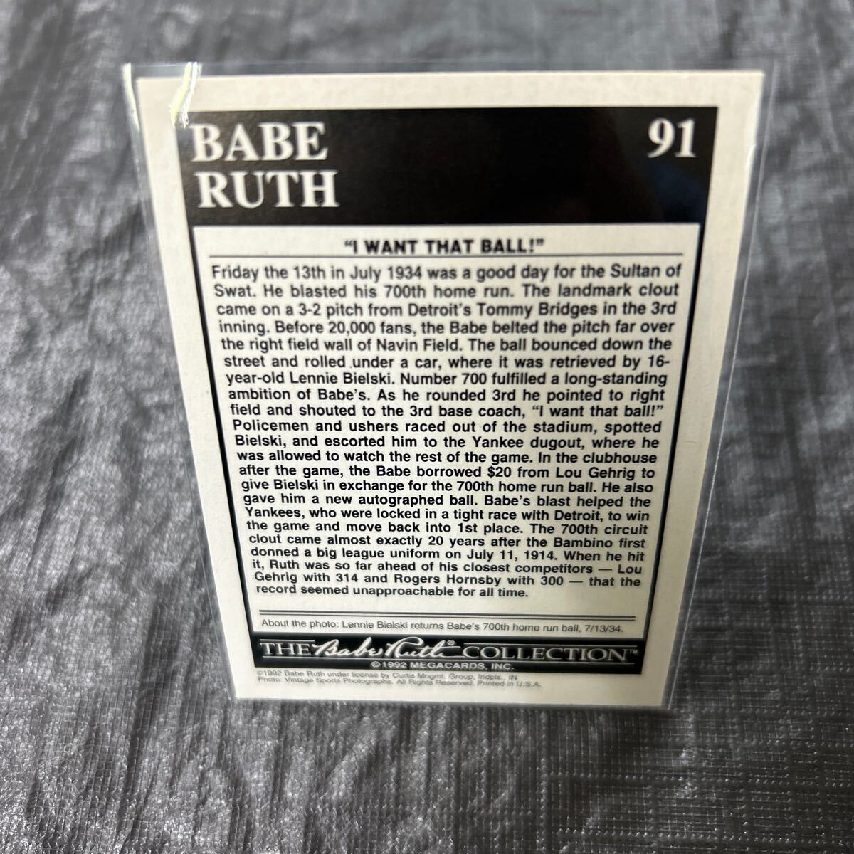 1992 The Babe Ruth Collection MegaCards No.91 Career Highlights 1934_画像2